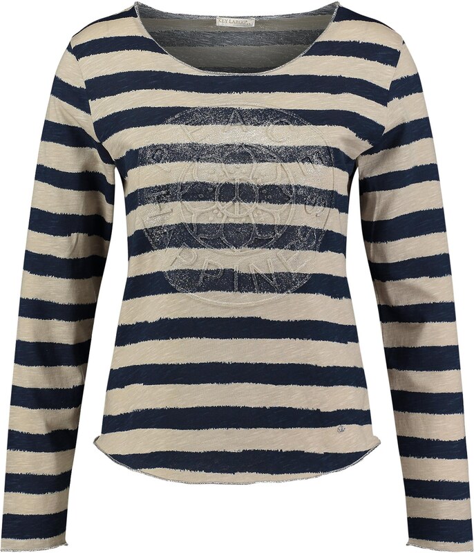 Key Largo Тениска 'Happiness' бежово / нейви синьо