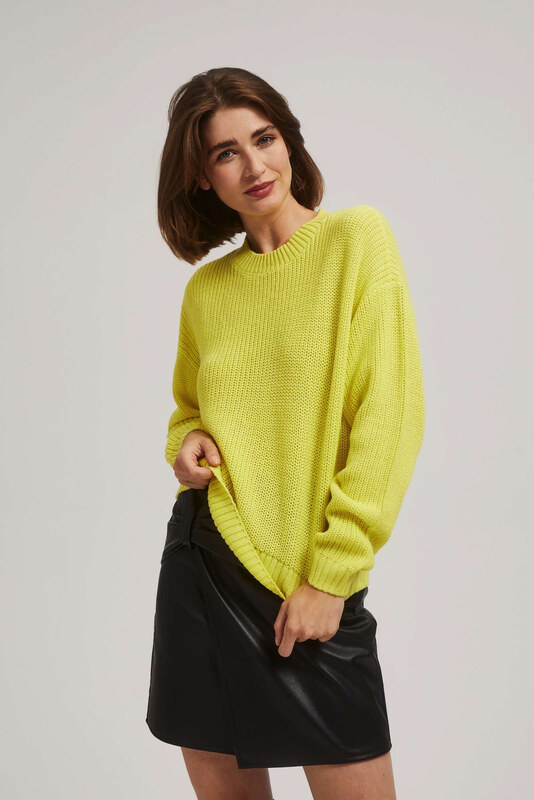 Marisse Lime Round Neck Sweater