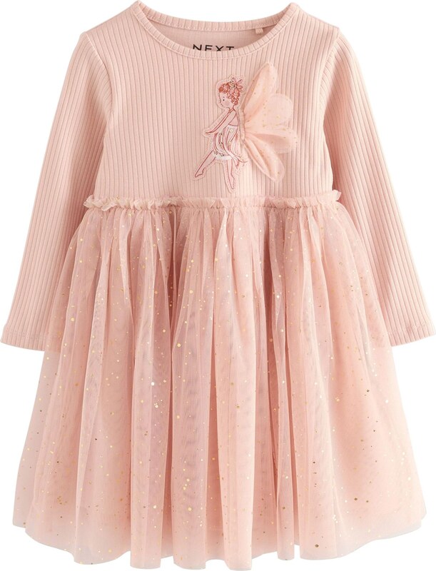 Next Рокля злато / бледорозово