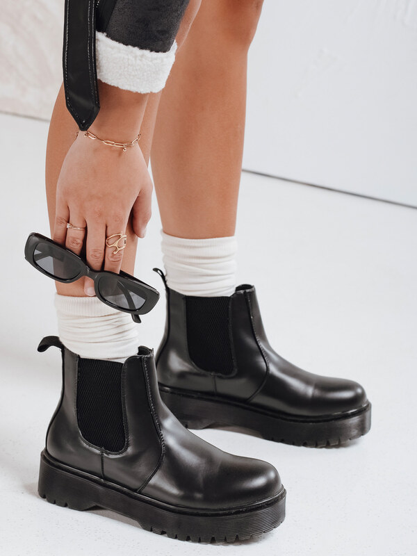DStreet Дамски черни боти до глезена STEPBACK