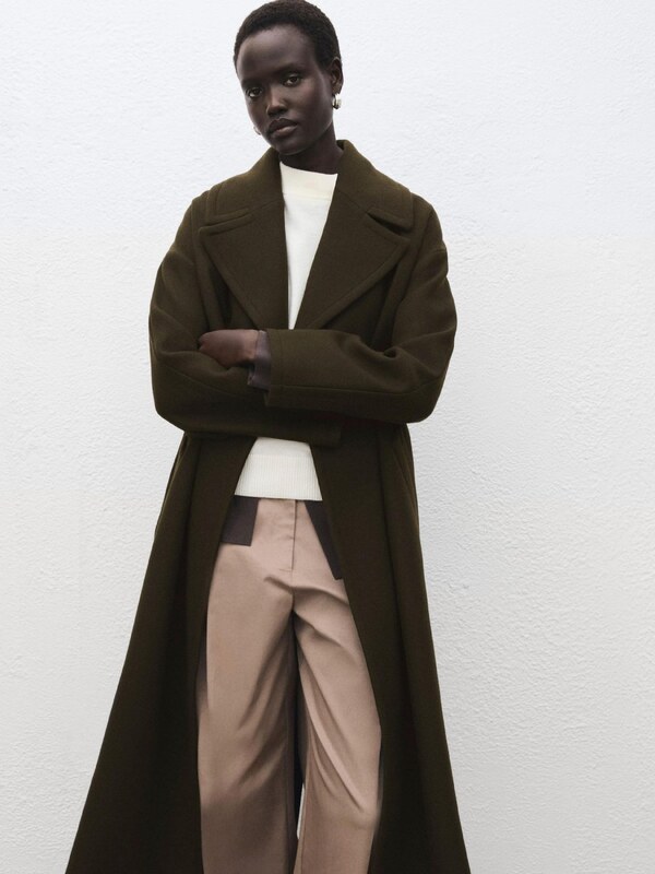 MANGO Преходно палто 'TRAVIATA' тъмнозелено