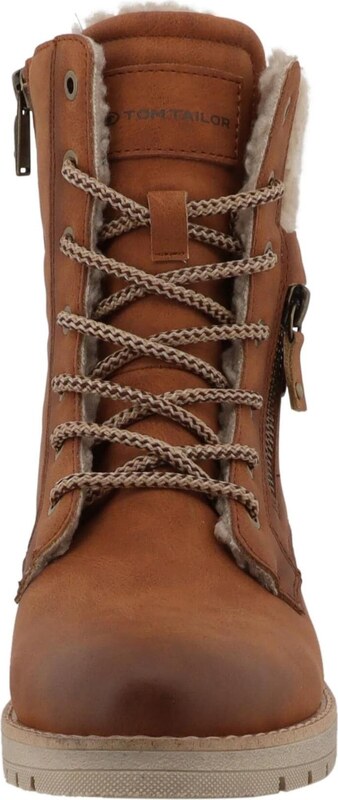 TOM TAILOR Ниски ботуши с връзки кафяво