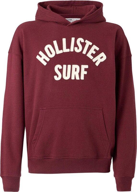 HOLLISTER Суичър бургундово червено / бяло
