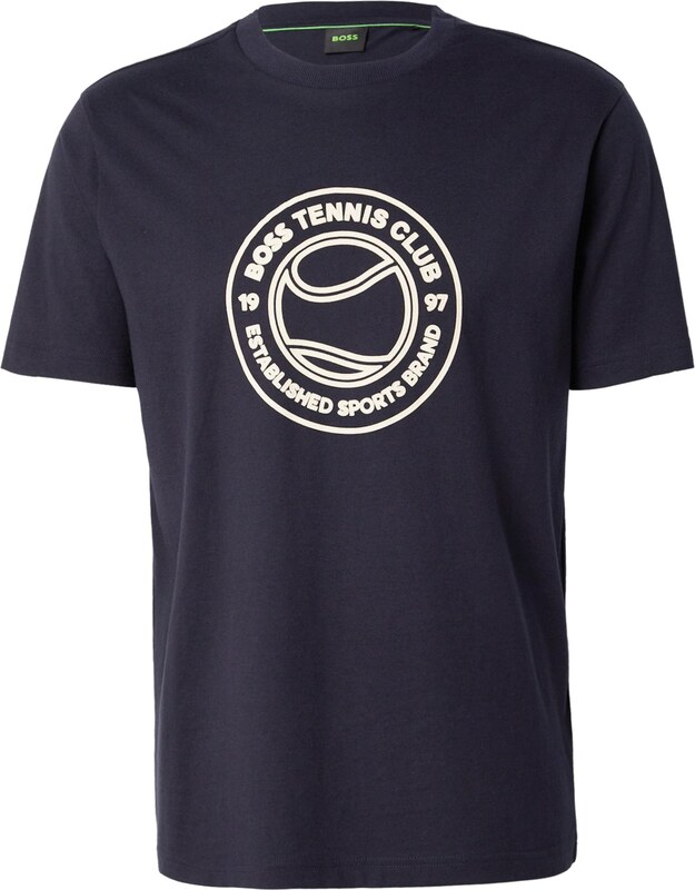 BOSS Тениска екрю / нейви синьо