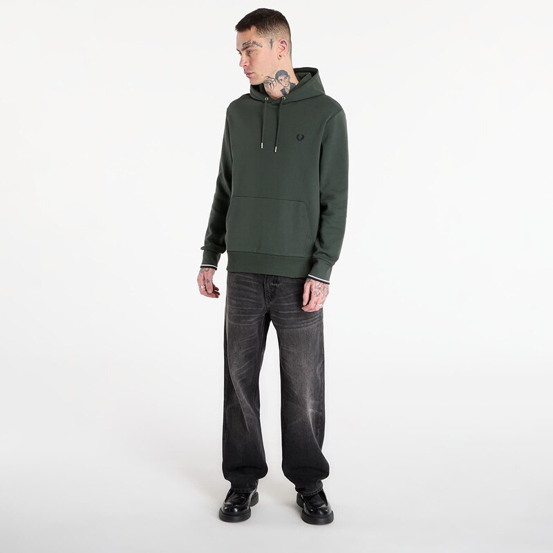 Суитшърт FRED PERRY Tipped Hooded Sweatshirt Court Green/ Snow White/ Navy XL