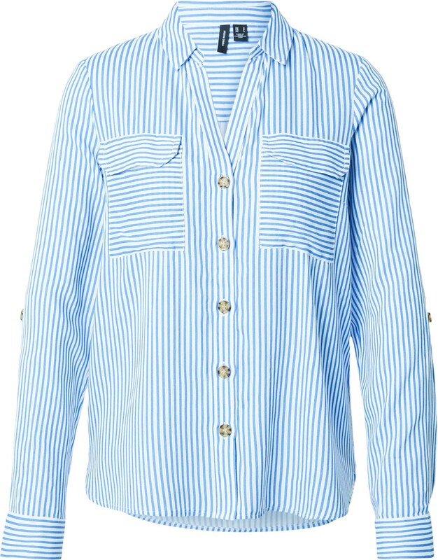 VERO MODA Блуза 'VMBumpy' небесносиньо / бяло