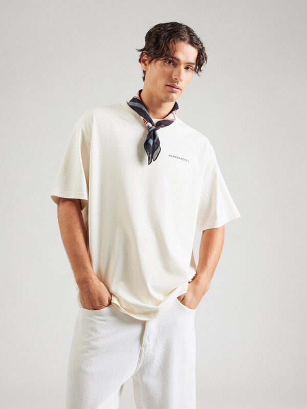 ARMEDANGELS Тениска 'MAARKOS' слонова кост / нейви синьо