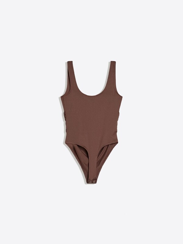 Bershka Блуза боди кафяво