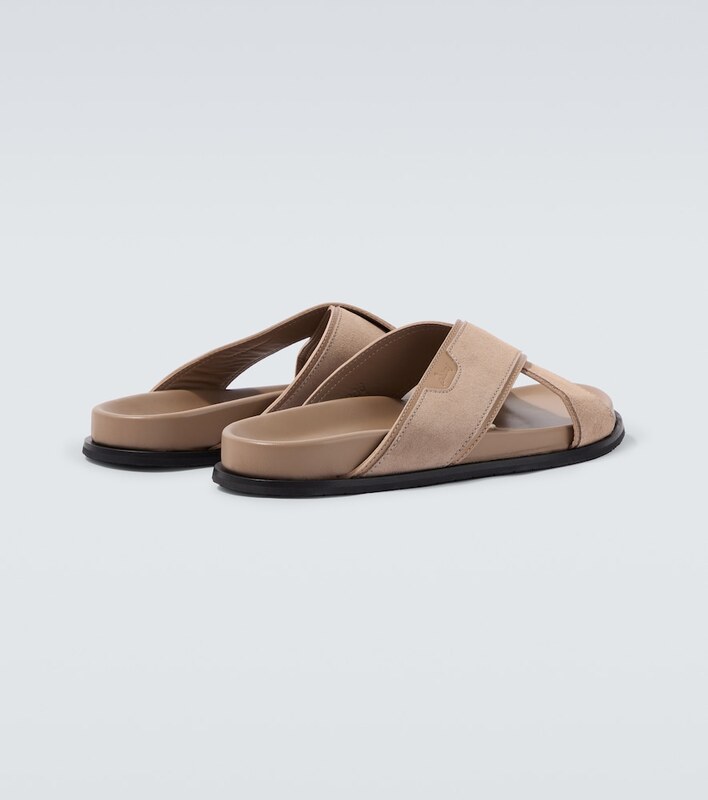 Brioni Leather-trimmed suede sandals