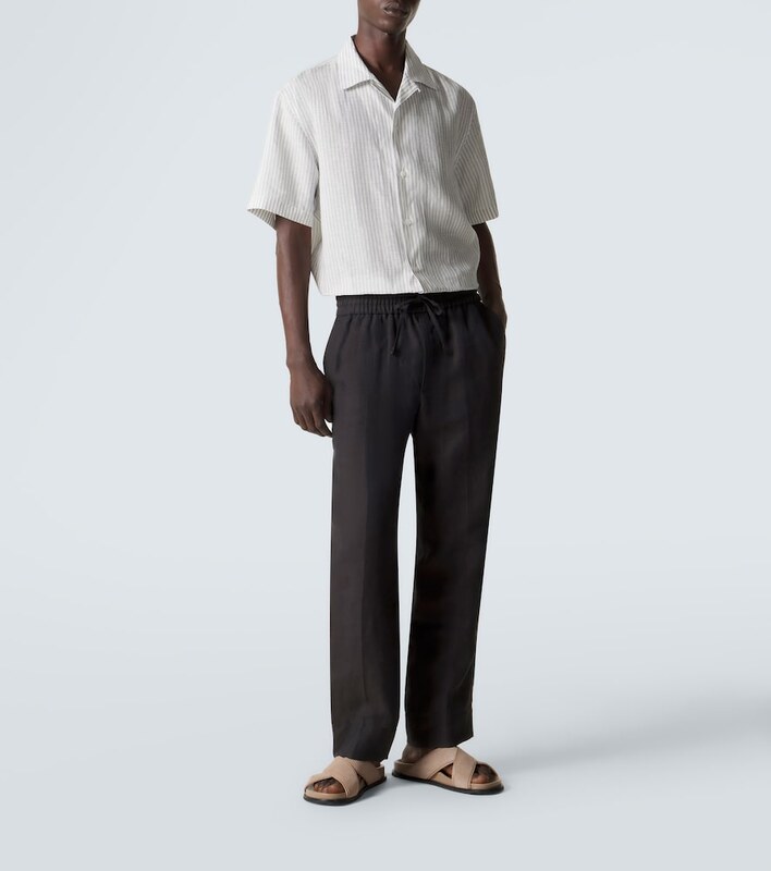 Brioni Leather-trimmed suede sandals