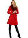 Glara Fleece coat with fur collar