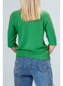 Gang Блуза с апликация и бродерия на ръкавите в зелено
