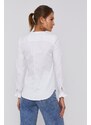 Риза Mos Mosh дамска в бяло с кройка по тялото с права яка