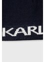 Шапка Karl Lagerfeld в тъмносиньо с фина плетка