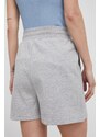 Къси панталони Woolrich дамско в сиво с изчистен дизайн с висока талия