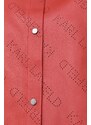 Риза Karl Lagerfeld дамска в червено със свободна кройка с класическа яка