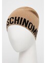 Вълнена шапка Moschino в бежово с фина плетка от вълна