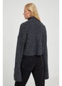 Вълнен пуловер Herskind дамски в сиво от топла материя с поло