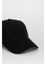 Памучна шапка с козирка Peak Performance в черно с изчистен дизайн