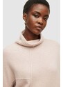 Пуловер AllSaints дамски в бежово с поло