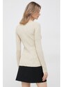 Пуловер с вълна Calvin Klein дамски в бежово