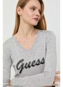 Пуловер Guess дамски в сиво от лека материя