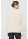 Вълнен пуловер BOSS дамски в бяло от топла материя