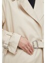 Памучно палто Calvin Klein в бежово с преходна изолация с двуредно закопчаване