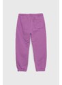 Детски спортен панталон Calvin Klein Jeans в лилаво с изчистен дизайн