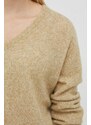Вълнен пуловер American Vintage дамски в бежово от лека материя