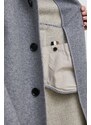 Палто с вълна BOSS в сиво с преходна изолация с уголемена кройка
