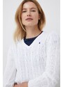 Памучен пуловер Polo Ralph Lauren в бяло от лека материя 211891641