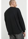 Памучна блуза с дълги ръкави GCDS в черно с принт