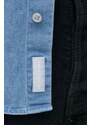 Дънкова риза Michael Kors мъжка в синьо с кройка по тялото с класическа яка