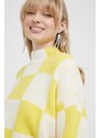 Пуловер с вълна Stine Goya дамски в жълто от топла материя с ниско поло