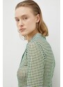 Риза Résumé дамска в зелено със стандартна кройка с класическа яка
