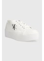 Ниски кецове Calvin Klein Jeans FLATFORM+ CUPSOLE LOW TXT в бяло YW0YW01033