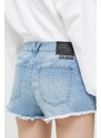 Дънкови къси панталони Volcom в синьо с изчистен дизайн със стандартна талия