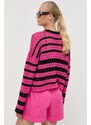 Памучен пуловер Red Valentino в розово