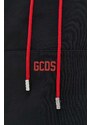 Памучен суичър GCDS в черно с качулка с изчистен дизайн