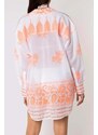 JULIET DUNN Риза Shirt W/Dhaka Print & Silver Trim JD6138-P PNK/N ORG pale pink/neon orange