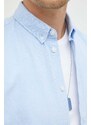 Samsoe Samsoe Памучна риза Samsoe LIAM мъжка в синьо със стандартна кройка с яка копче M00023175