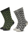 Комплект 2 чифта дълги чорапи дамски KARL LAGERFELD Monogram Perforated 225W6006 Black/White 998