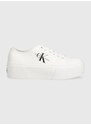 Ниски кецове Calvin Klein Jeans FLATFORM+ CUPSOLE LOW TXT в бяло YW0YW01033