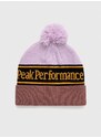 Шапка Peak Performance в лилаво от плътен трикотаж