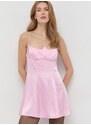 Рокля For Love & Lemons в розово къс модел с кройка по тялото