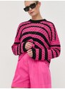 Памучен пуловер Red Valentino в розово