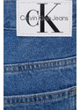 Дънков къс панталон Calvin Klein Jeans в тъмносиньо с изчистен дизайн с висока талия