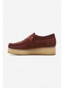 Половинки обувки от велур Clarks Originals Wallacraft Lo в червено с платформа 26168747