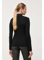 Пуловер Karl Lagerfeld дамски в черно от лека материя с ниско поло